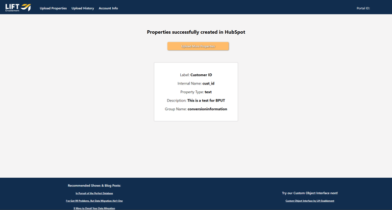 Lift Bulk Property Upload Tool Properties Successfully Uploaded
