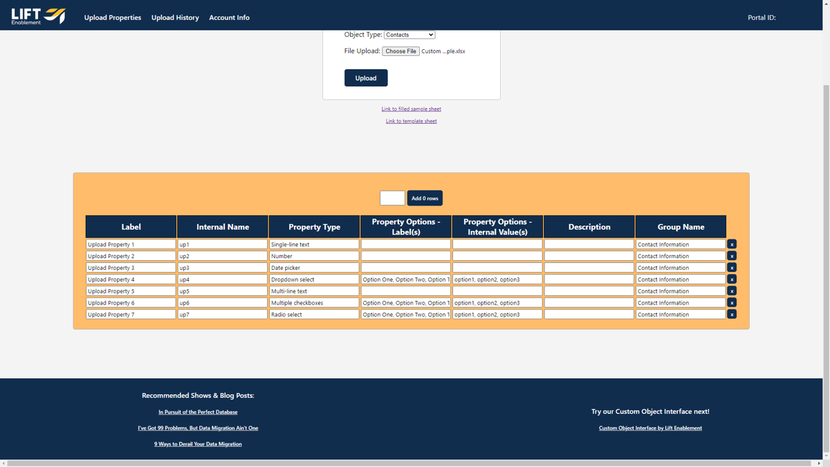 Lift | Bulk Property Upload Tool for HubSpot