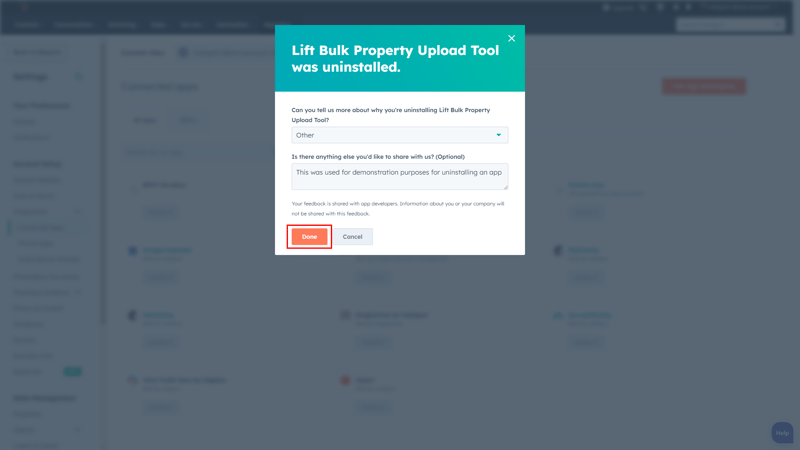 Lift Bulk Property Upload Tool Uninstall Reason