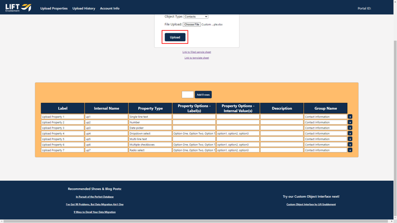Lift Bulk Property Upload Tool Upload