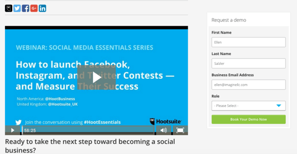 Hootsuite Thank You Page with Demo