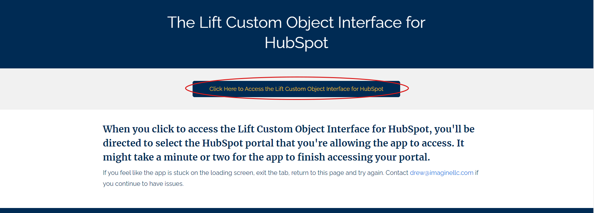 Lift Custom Object Interface for HubSpot Support Doc